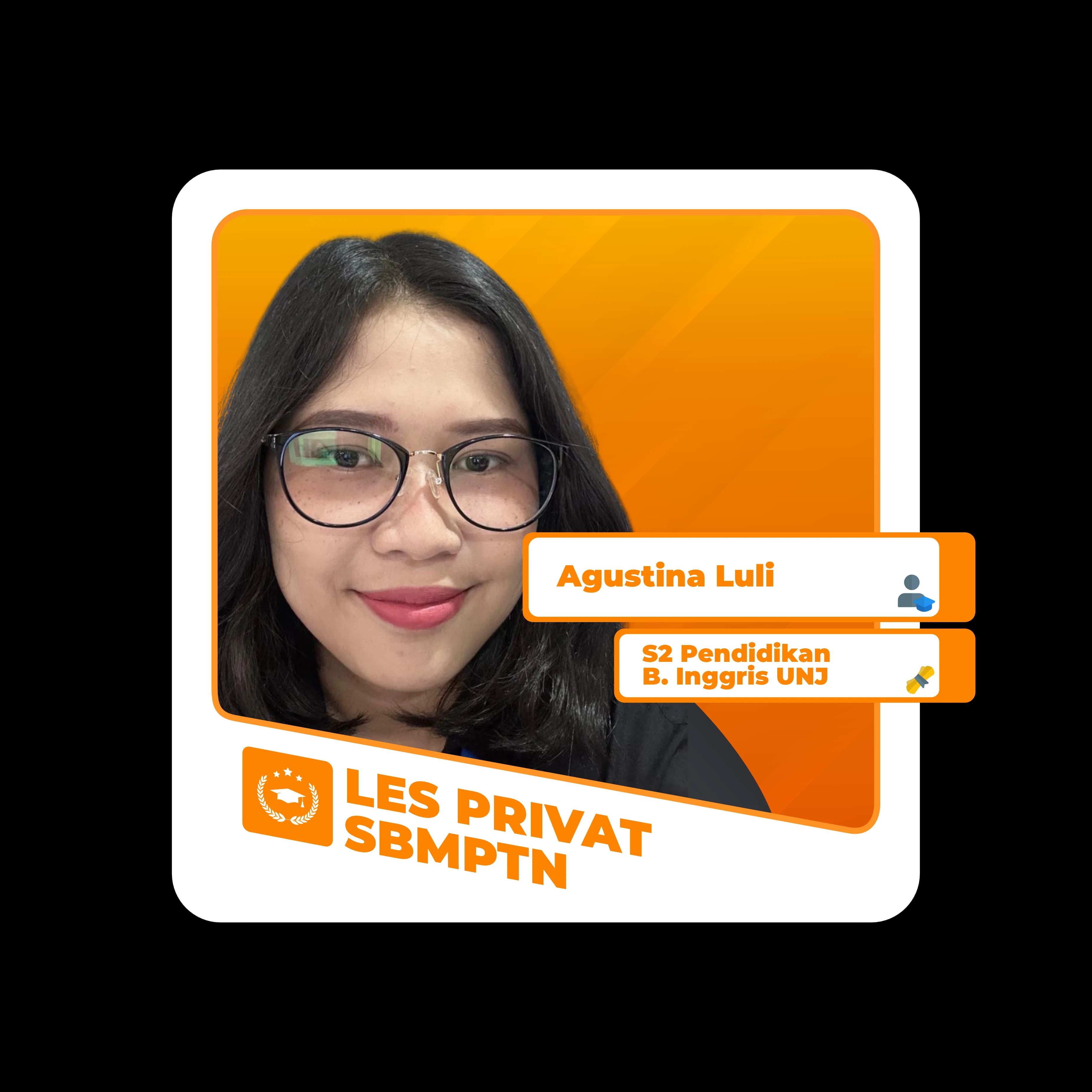Tutor Agustina Alumti untuk program Bimbel & Les Privat UTBK, SIMAK UI, UTUL UGM. Guru Privat dari PTN Favorit.