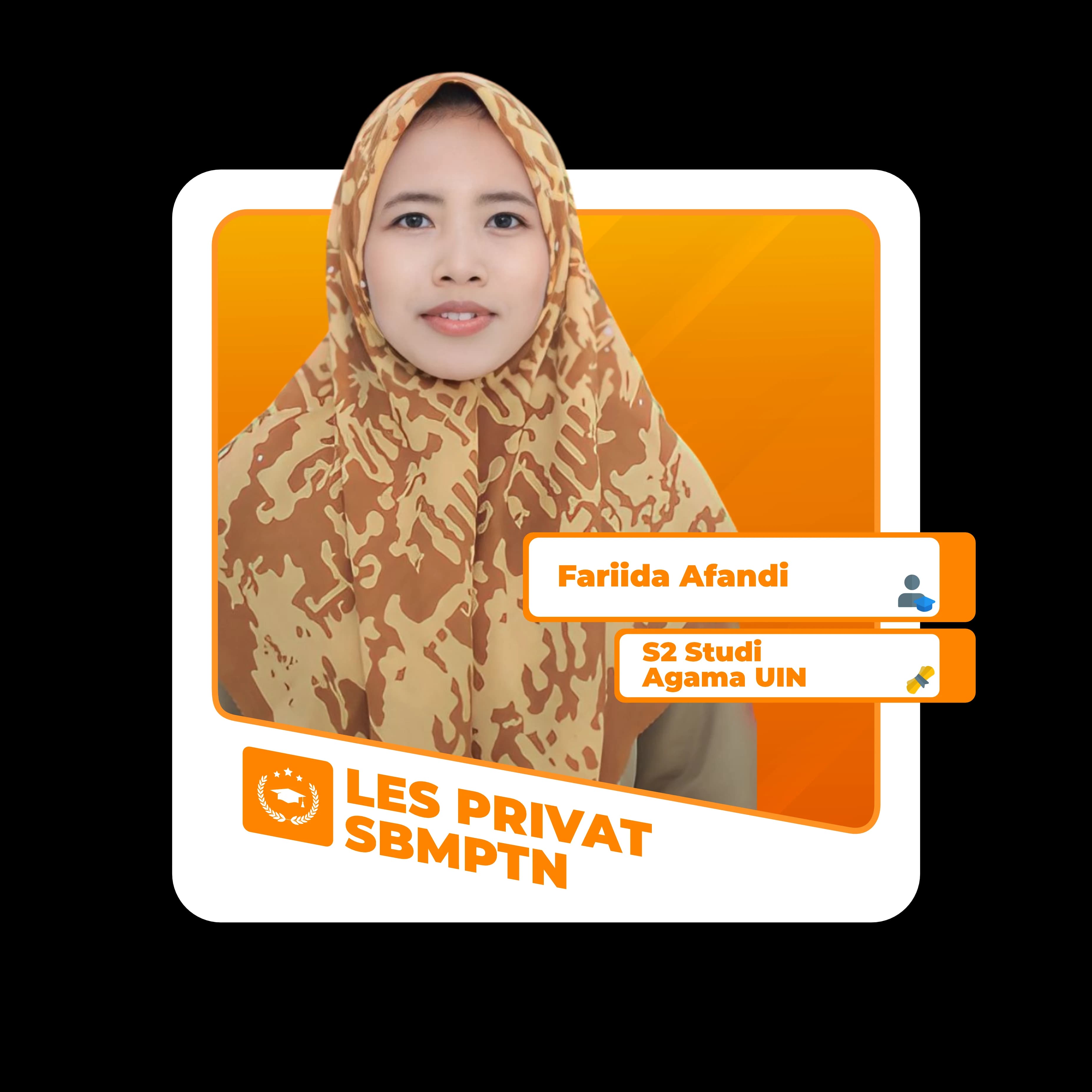 Tutor Farinda Afandi untuk program Bimbel & Les Privat UTBK, SIMAK UI, UTUL UGM. Guru Privat dari PTN Favorit.